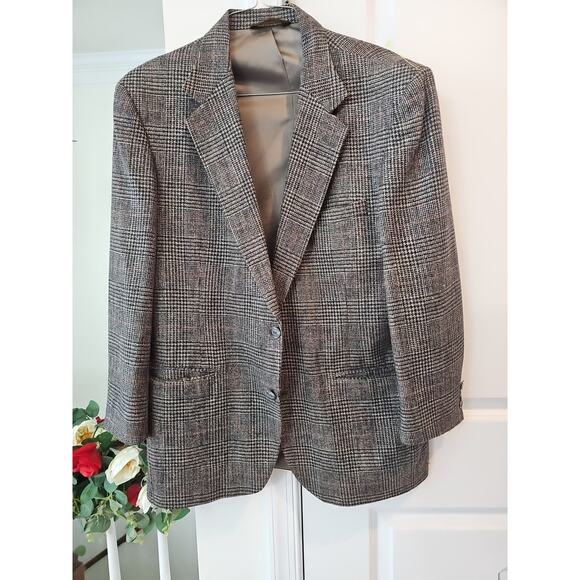 VINTAGE Orvis Jacket Men 40R Glen Plaid Wool Sport Coat USA MADE Gray/Black - Picture 1 of 9